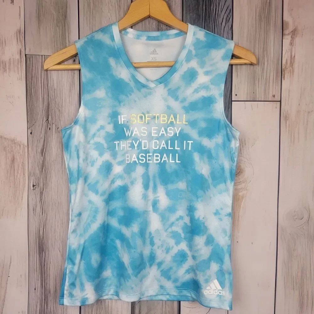 Adidas Softball Tank Top Blue Tie Dye size XS
